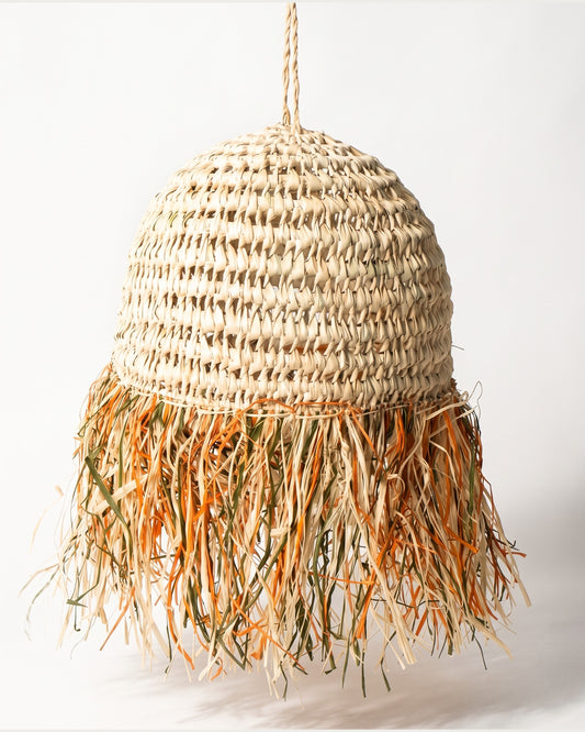 AFOURER - Suspension en osier - Cloche Franges Multicolores — vue produit 40 cm