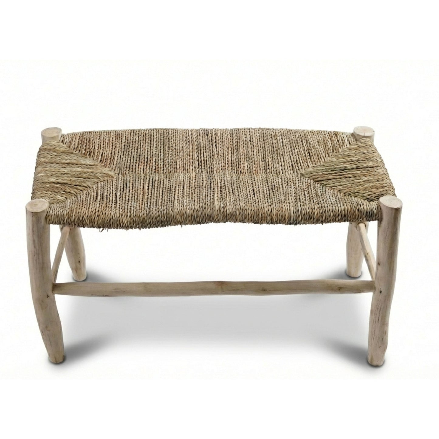 AKCHOUR - Banc repose-pieds en bois & osier