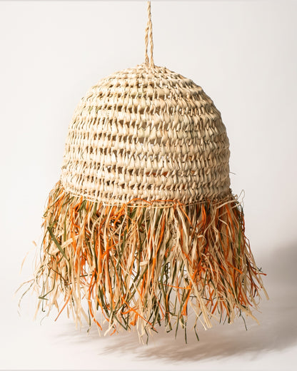 AFOURER - Suspension en osier - Cloche Franges Multicolores — vue produit 30 cm