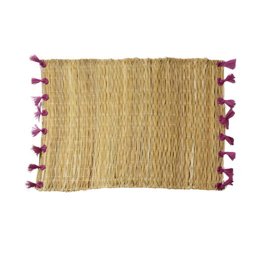MENZEH - Set de table en alfa - Pompons colorés (lot de 2)