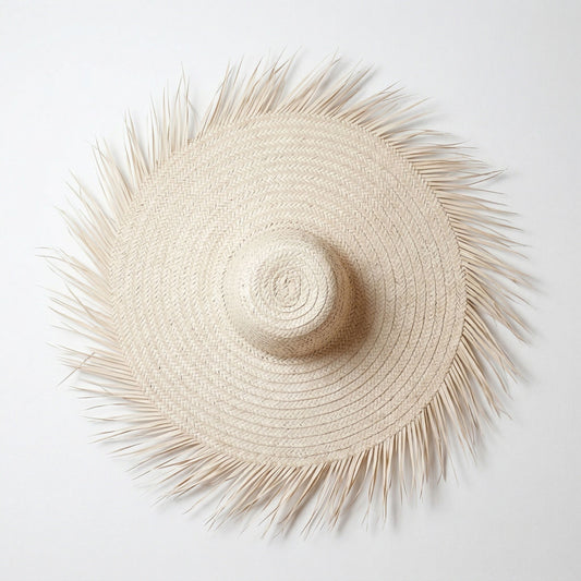 AMALOU - Chapeau mural en palme - Franges naturelles