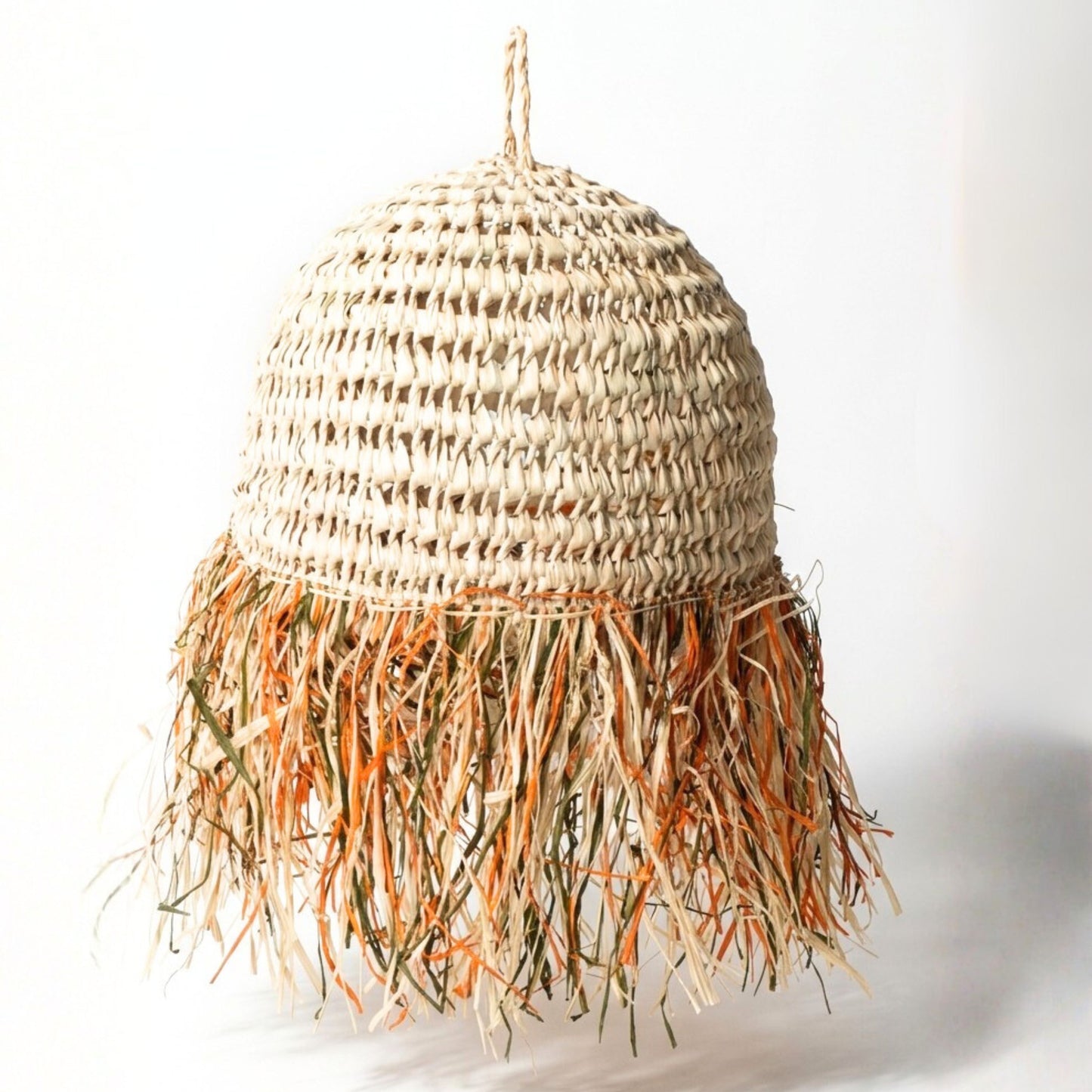 AFOURER - Suspension en osier - Cloche Franges Multicolores