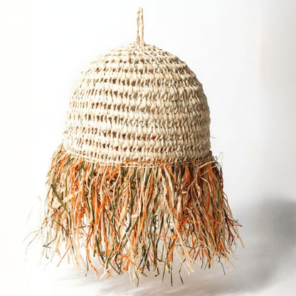 AFOURER - Suspension en osier - Cloche Franges Multicolores