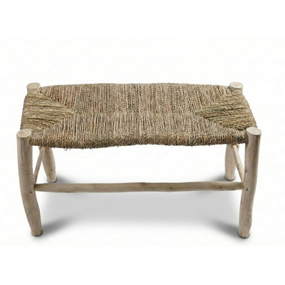 AKCHOUR - Banc repose-pieds en bois & osier