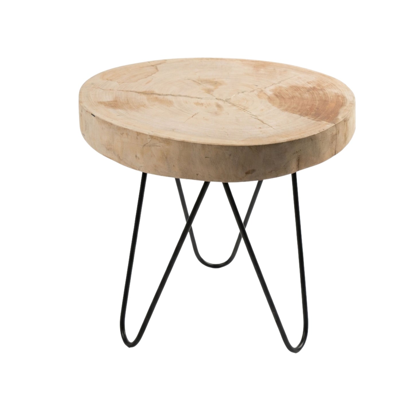 BENI - Table d'appoint bois - Pieds épingle métal
