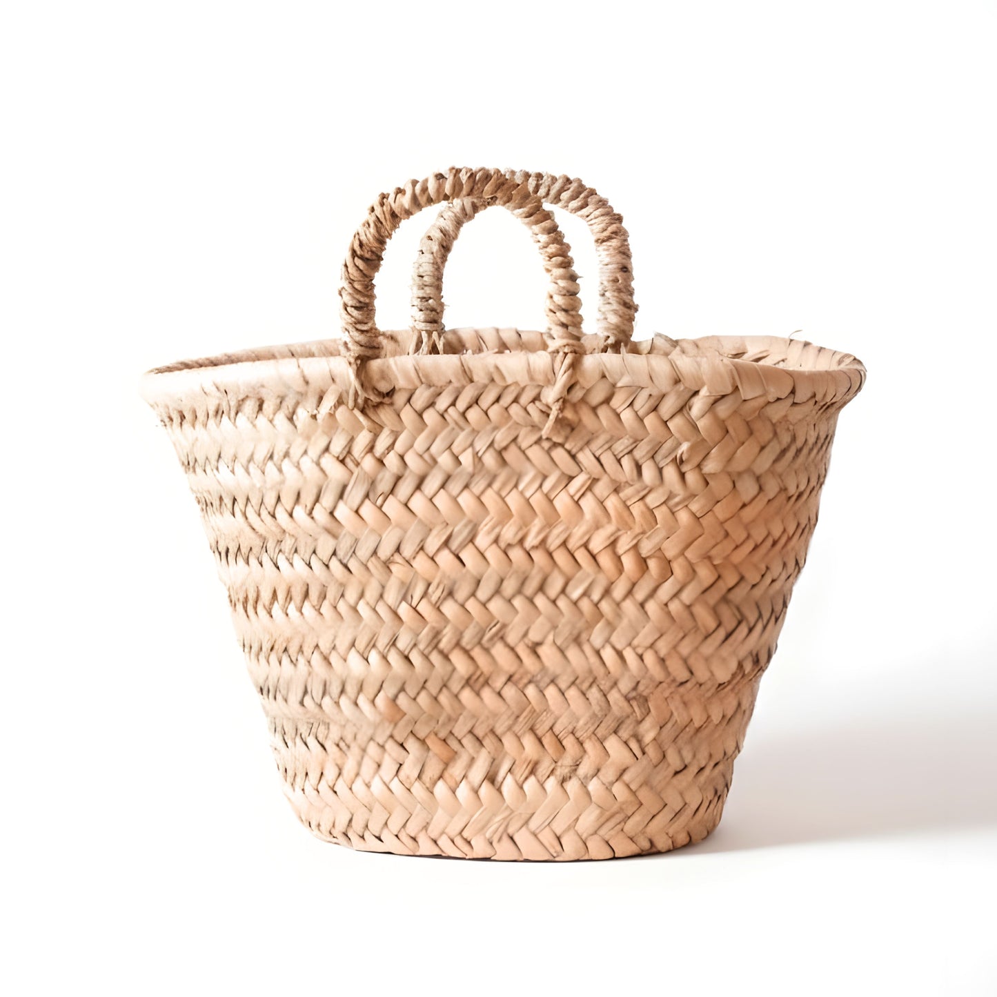 TAKOUCHT - Petit cabas en palme - Chevrons