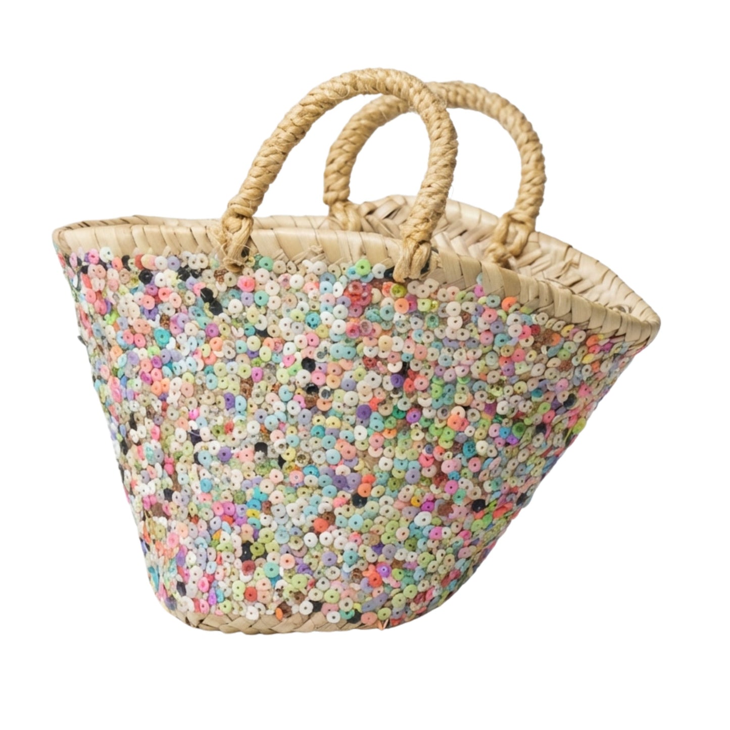 BORJ - Cabas en palme - Sequins multicolores
