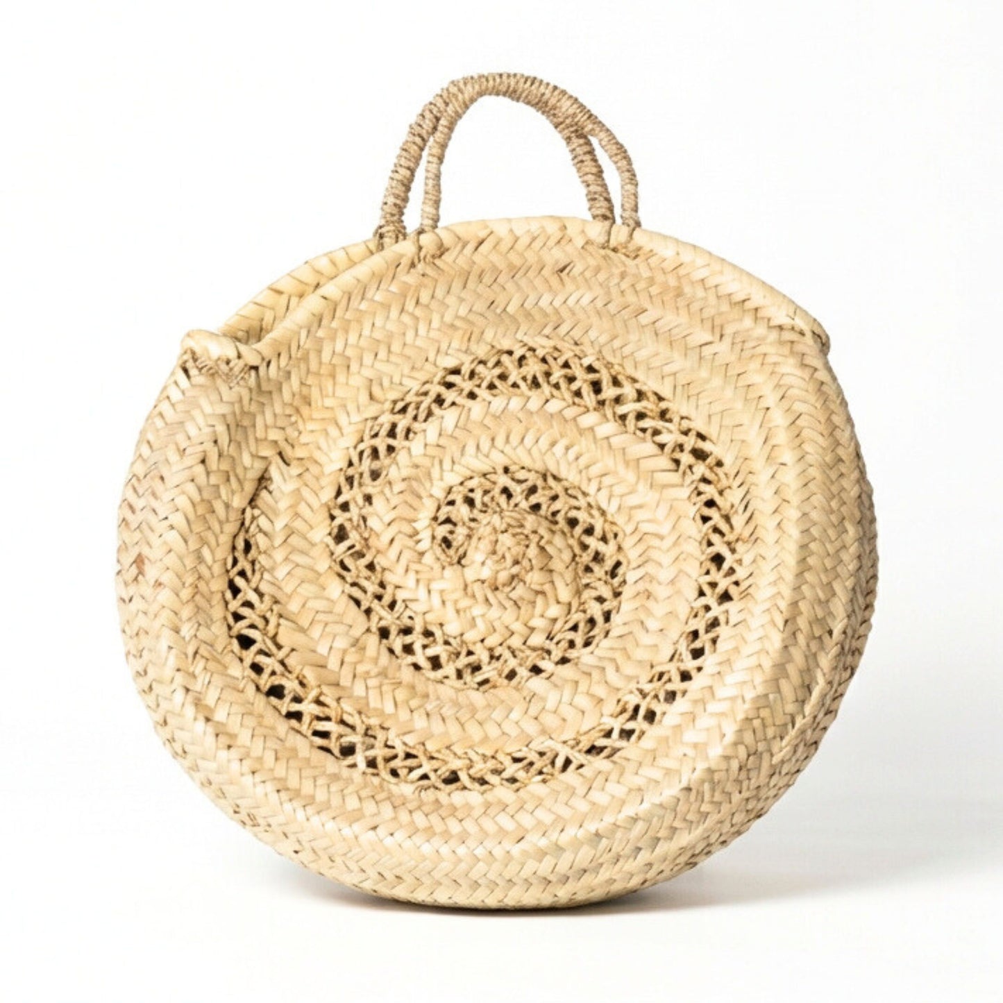AGHROUD - Sac rond en palme - Motif spirale