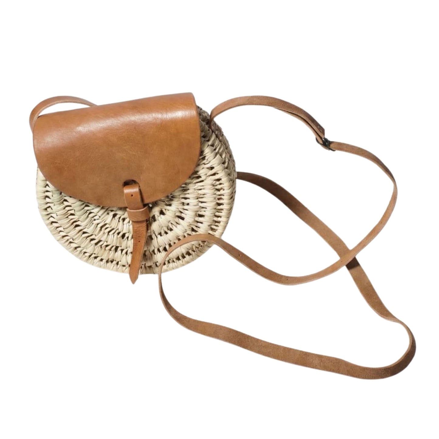 LGZIRA - Sac bandoulière en palme - Rabat cuir
