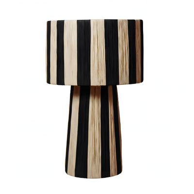 AOURIR - Lampe à poser en raphia - Rayé Noir & Naturel