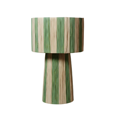 AOURIR - Lampe à poser en raphia - Vert & Naturel
