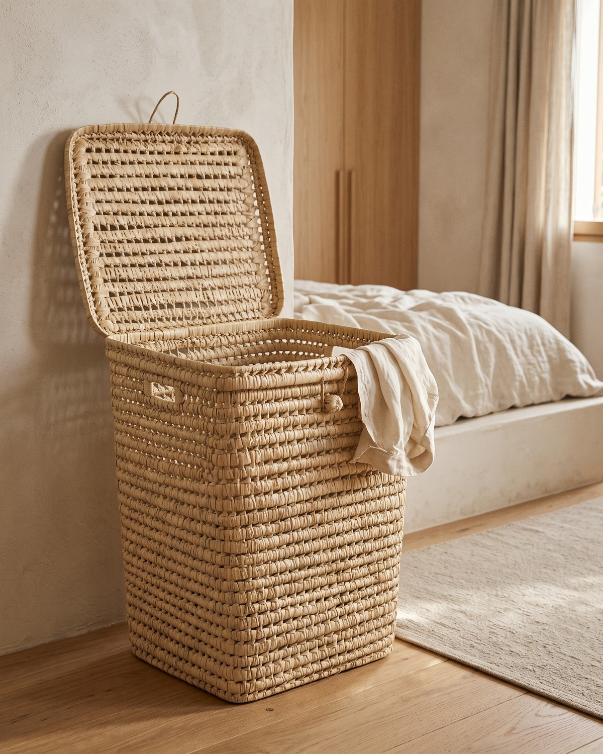 TAMGHART - Panier à linge en palme - Carré — mise à l'échelle 55 cm