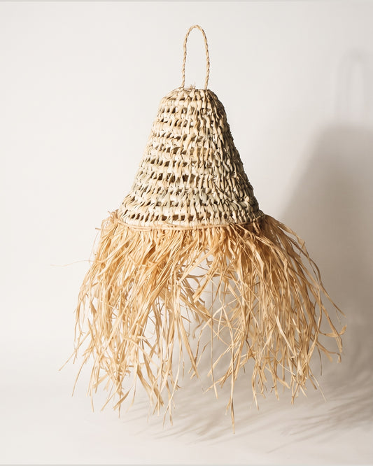 TIMAHDITE - Suspension en palme - Cône Ajouré Franges — vue produit 20 cm
