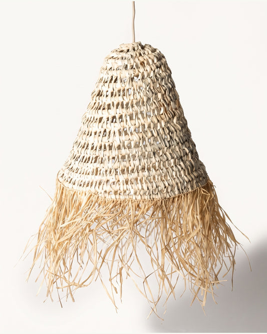 TIMAHDITE - Suspension en palme - Cône Ajouré Franges — vue produit 30 cm