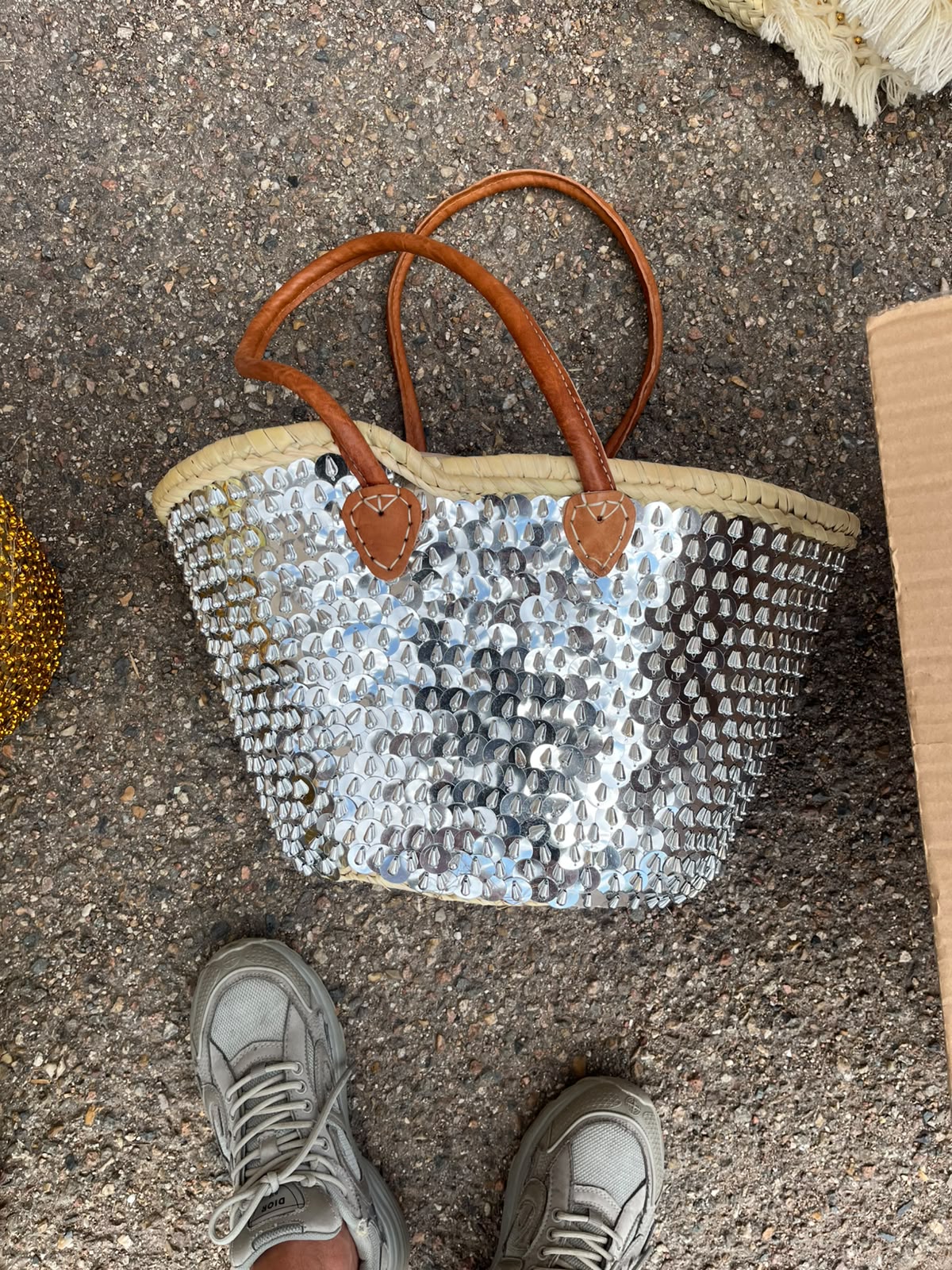 BORJ - Cabas en palme - Sequins multicolores
